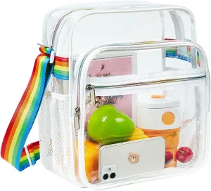 Clear Bag Stadium Approved, Clear Crossbody Messenger Shoulder Bag with Adjustable Strap for Concerts, Sports Events