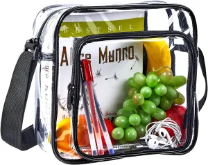 Clear Crossbody Bag Stadium Approved, Clear Messenger Shoulder Bag with Adjustable Strap for Work, Concerts, Sports Events