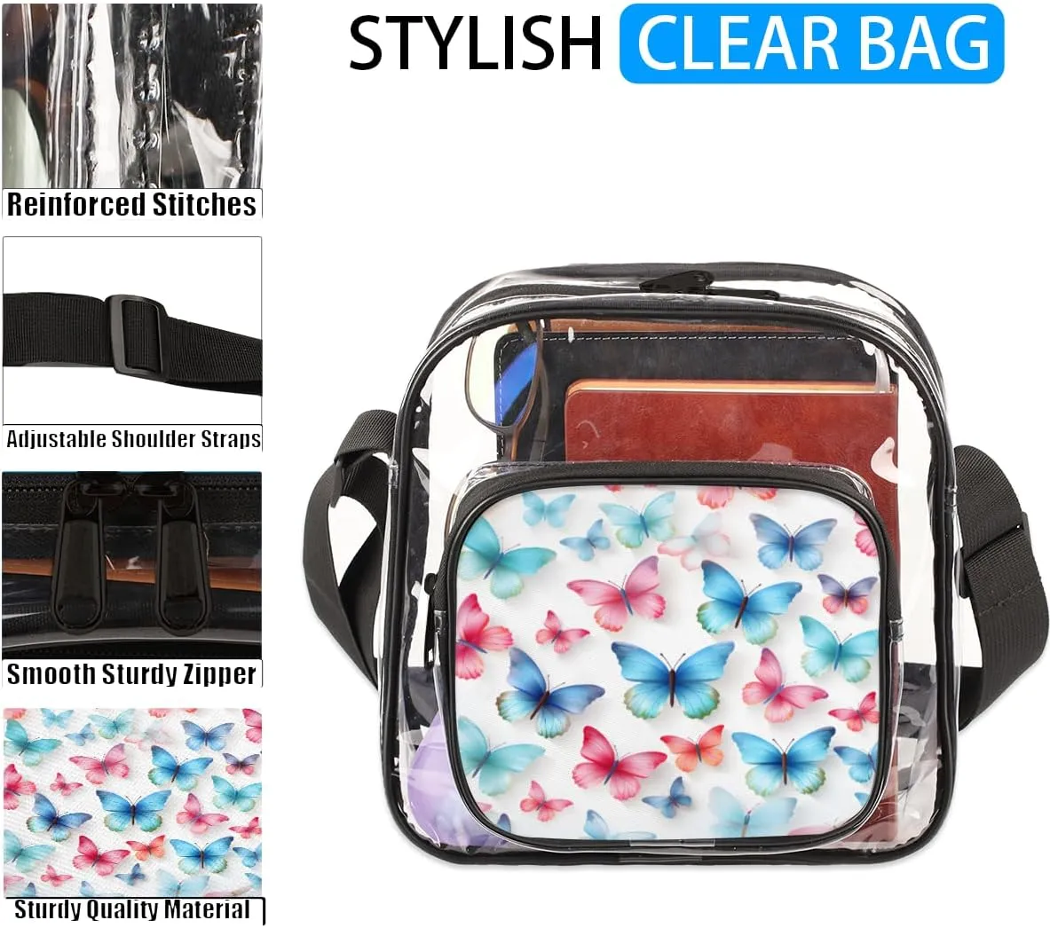 Clear Crossbody Purse Bag Clear Messenger Shoulder Bags See Through Transparent Purse