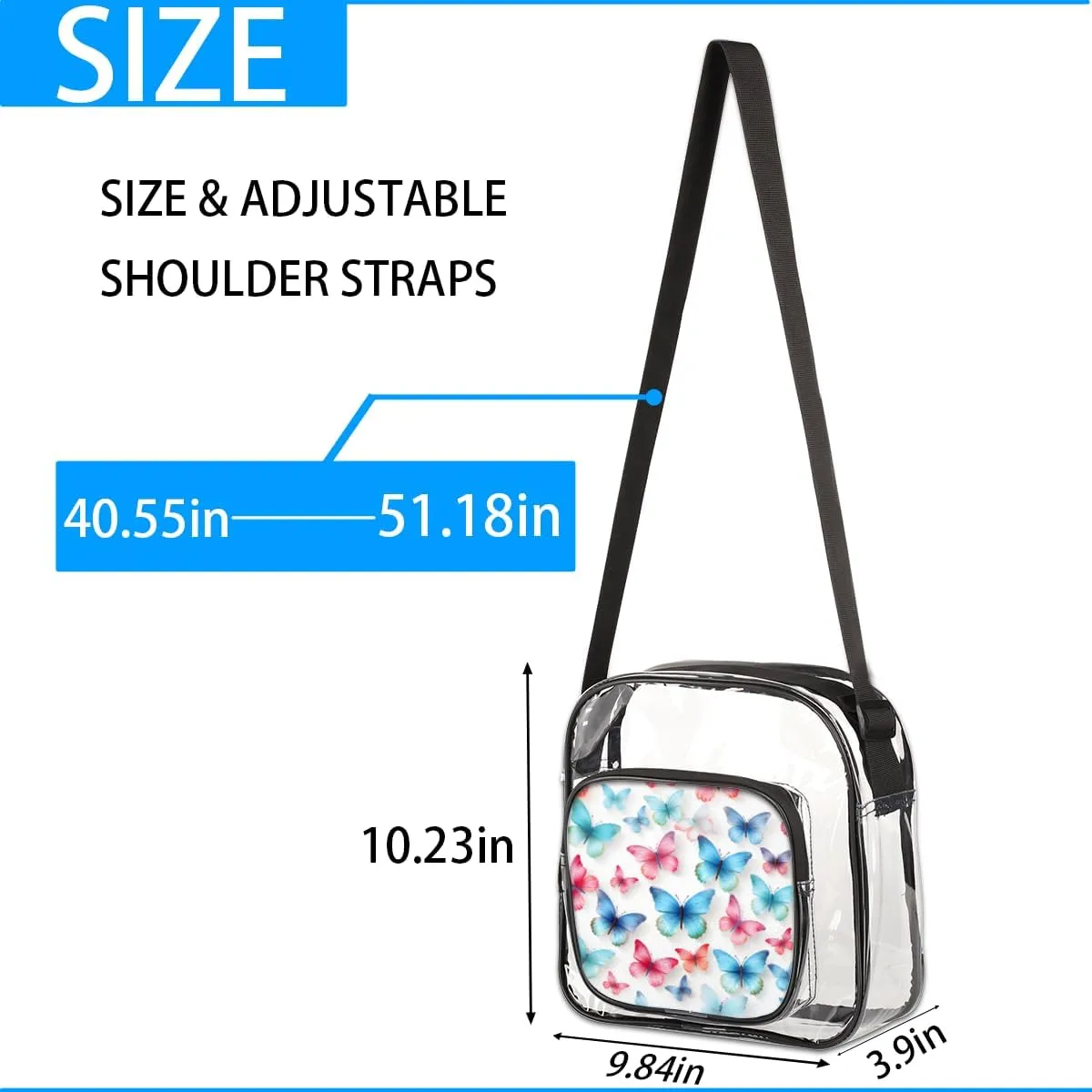 Clear Crossbody Purse Bag Clear Messenger Shoulder Bags See Through Transparent Purse