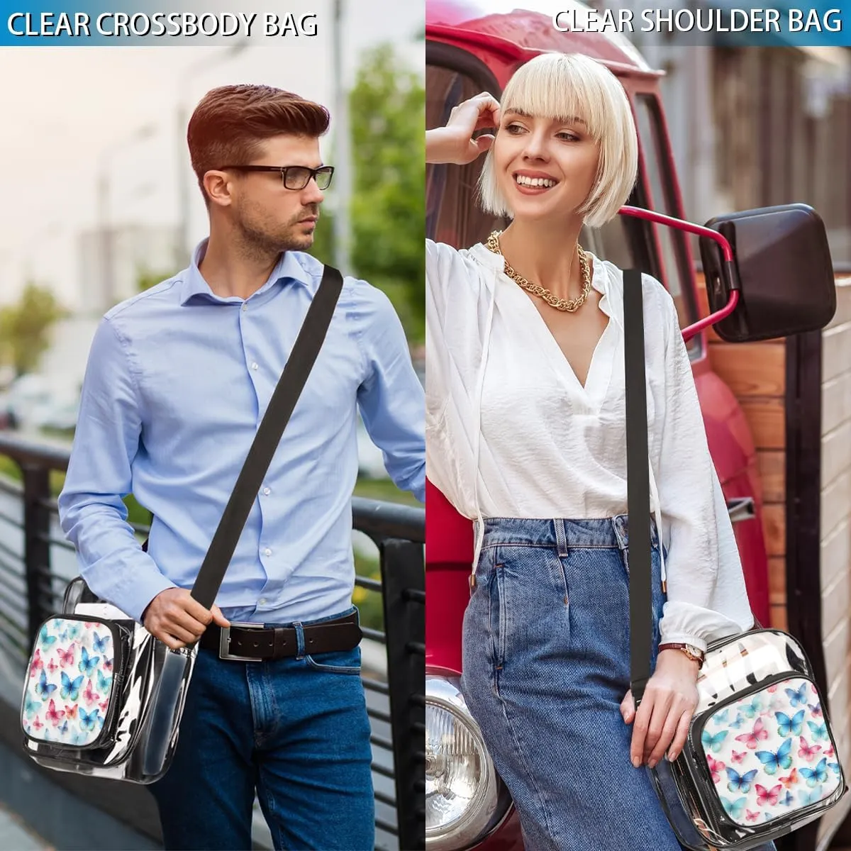 Clear Crossbody Purse Bag Clear Messenger Shoulder Bags See Through Transparent Purse