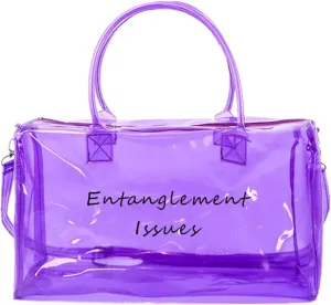 Clear Gym Bag for Women, Clear PVC Tote Bag Large Sports Duffel Bag Bright Candy Color Jelly Bag with Durable Metal Zipper for Gym, Travel, Beach Purple
