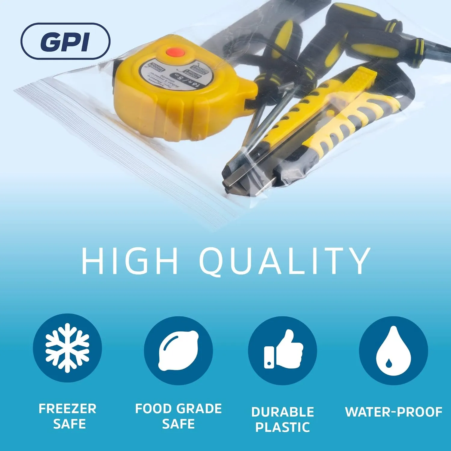 Clear Plastic Reclosable Zip Bags - Bulk GPI Pack of 200 6" x 9" 4 mil Thick Heavy Duty, Strong & Durable Poly Baggies with Resealable Zipper Lock for Travel, Storage, Packaging & Shipping.