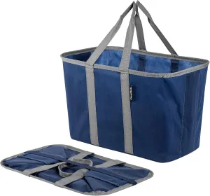 CleverMade EcoBasket 30 Liter Reusable Tote Bag with Reinforced Bottom: Collapsible Grocery Shopping Basket