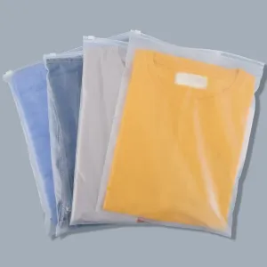 Clothes Packaging Bags, 100 Count 12x14 inch Frosted Zipper Plastic Bags for Clothing, Thick Plastic Apparel Bag for Packaging T-Shirt, Shirt, Document, 3 Mil, with Vent Holes Storage Bag