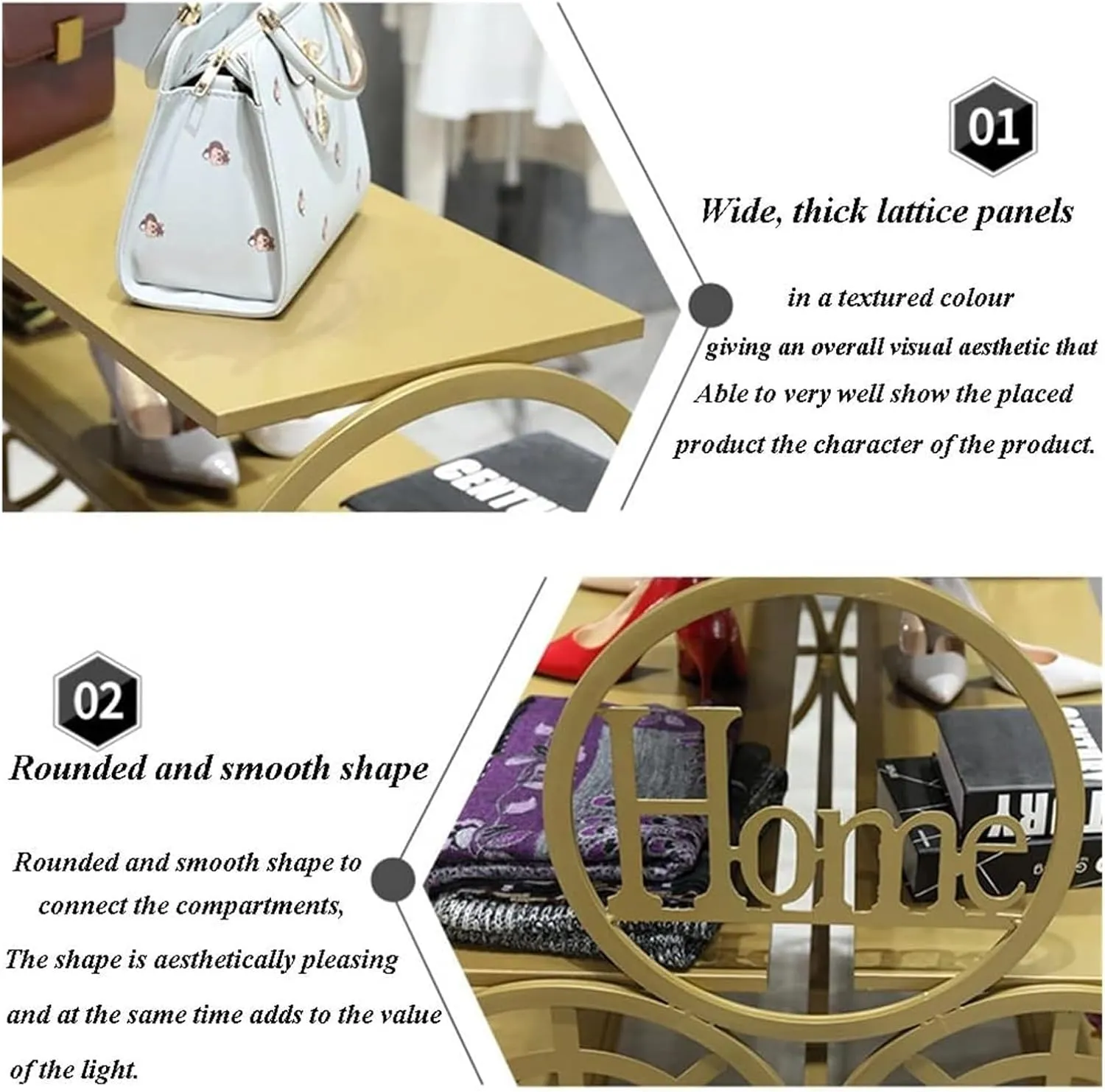 Clothes Rail Garment Rack Retail Display Tables For Shoe Shop, Standing Clothing Shoes Display Rack Unit Storage Shelves Trapezoidal Floor-to-ceiling Shelves Multi-level Shoes And Handbags Shelf ( Col