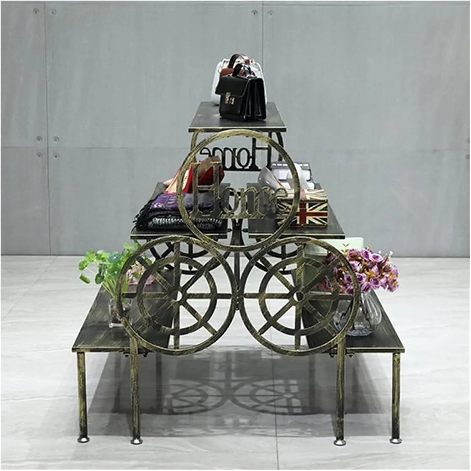 Clothes Rail Garment Rack Retail Display Tables For Shoe Shop, Standing Clothing Shoes Display Rack Unit Storage Shelves Trapezoidal Floor-to-ceiling Shelves Multi-level Shoes And Handbags Shelf ( Col