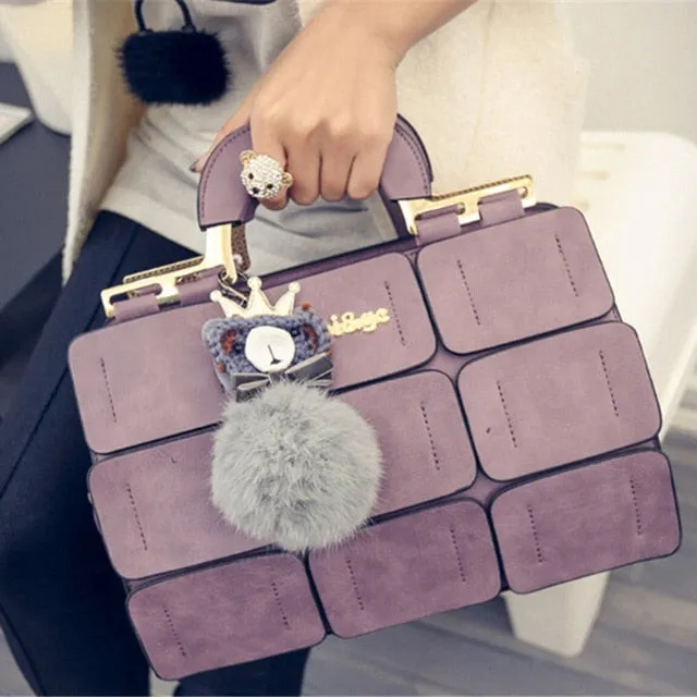 Clutch Secure Totes Women Fashion Handbag With 9 Splicing Bags Beautiful Dolls Grid Top-Handle Hasp Hand Zipper Bag  New Ladies