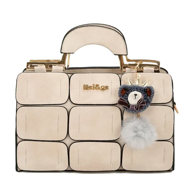 Clutch Secure Totes Women Fashion Handbag With 9 Splicing Bags Beautiful Dolls Grid Top-Handle Hasp Hand Zipper Bag  New Ladies