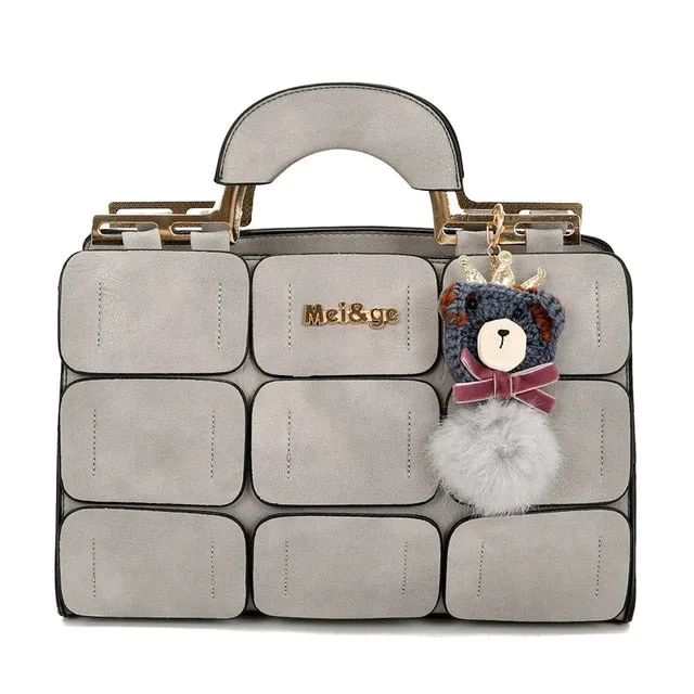 Clutch Secure Totes Women Fashion Handbag With 9 Splicing Bags Beautiful Dolls Grid Top-Handle Hasp Hand Zipper Bag  New Ladies