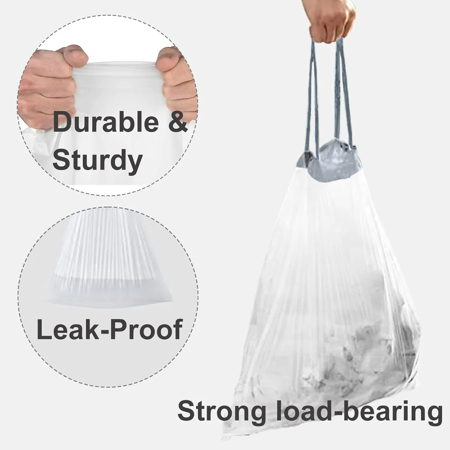 Code K 200 Count Drawstring Trash Bags 1.2 Mil THICK Heavy Duty | Compatible with simplehuman Code K | White Garbage Can Liners 9-12 Gallon / 35-45 Liter Heavy Duty Plastic Trash Bags