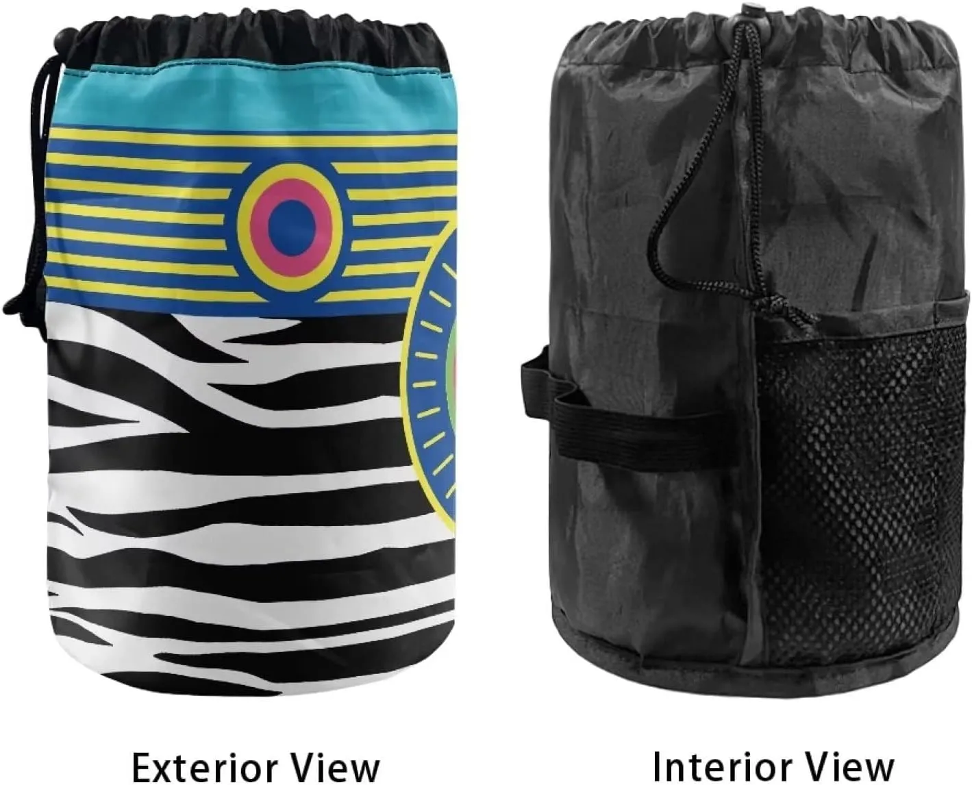 COEQINE Drawstring Cosmetic Bags, Clock Pattern Makeup Tote Bags for Women Female Portable Wash Bags for Travel Toiletry Organizer