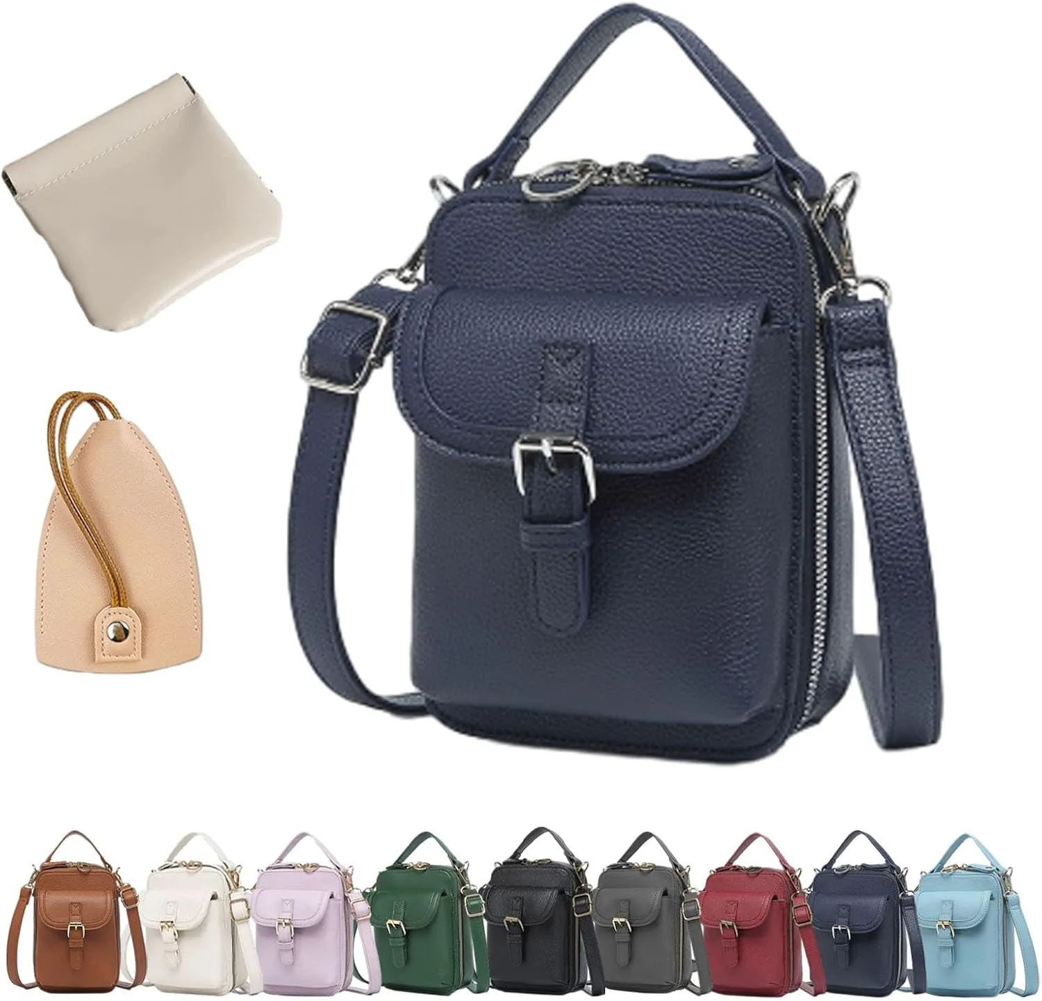 Collaboraten1 Crossbody Leather Bag for Women, RFID Anti-Theft Design, Come with Scratch-Resistant Key Pouch