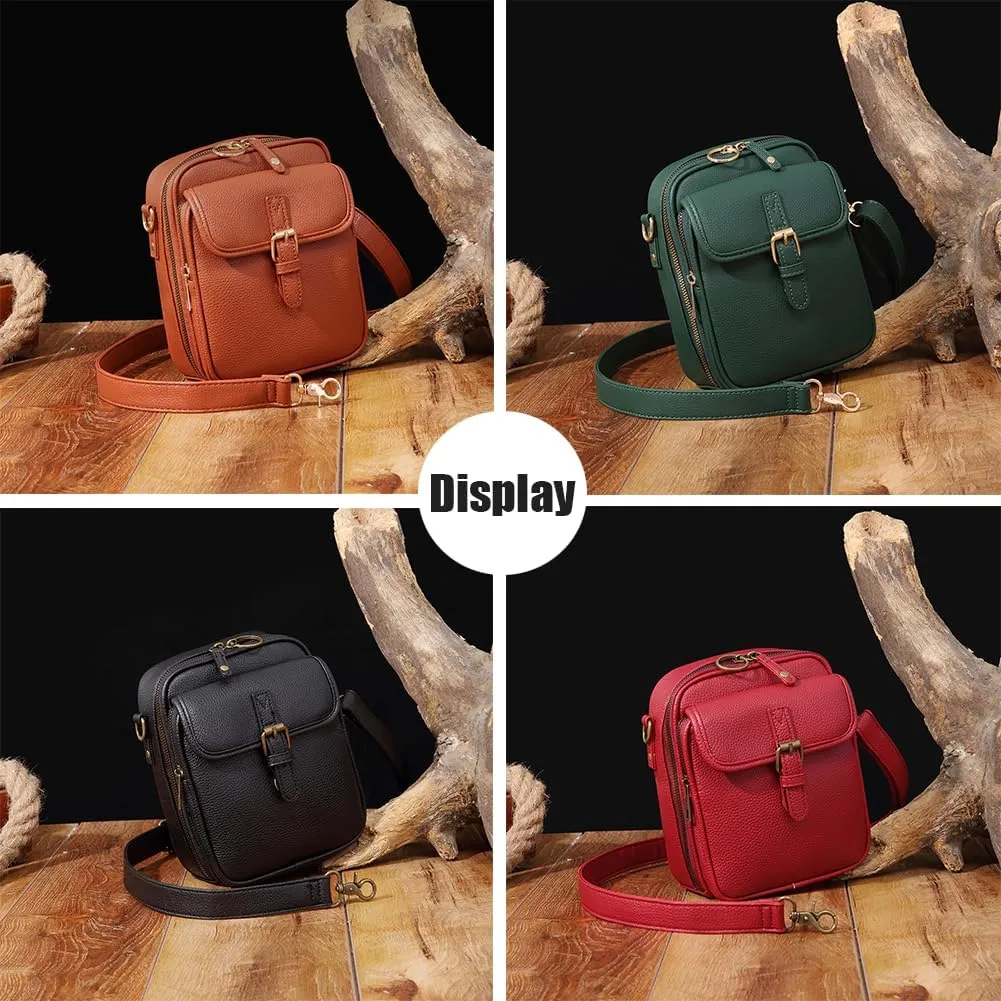 Collaboraten1 Crossbody Leather Bag, Small Messenger Bag Crossbody Bag, Vintage Cross Body Shoulder Purse with Card Slots