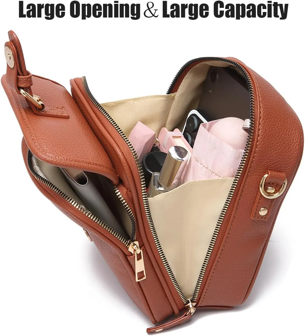 Collaboraten1 Crossbody Leather Bag, Small Messenger Bag Crossbody Bag, Vintage Cross Body Shoulder Purse with Card Slots