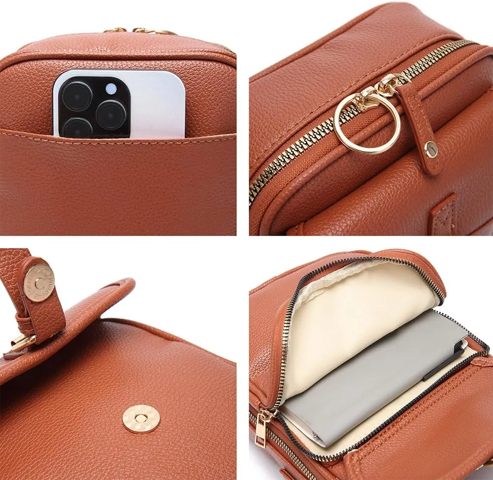 Collaboraten1 Crossbody Leather Bag, Small Messenger Bag Crossbody Bag, Vintage Cross Body Shoulder Purse with Card Slots