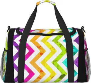 Color Stripes Travel Duffel Bag Large Foldable Waterproof Overnight Bag For Beach Swim Bags Pool Sports Gym