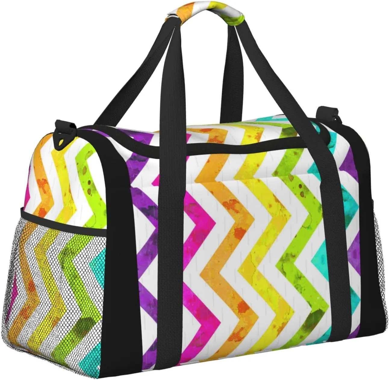 Color Stripes Travel Duffel Bag Large Foldable Waterproof Overnight Bag For Beach Swim Bags Pool Sports Gym