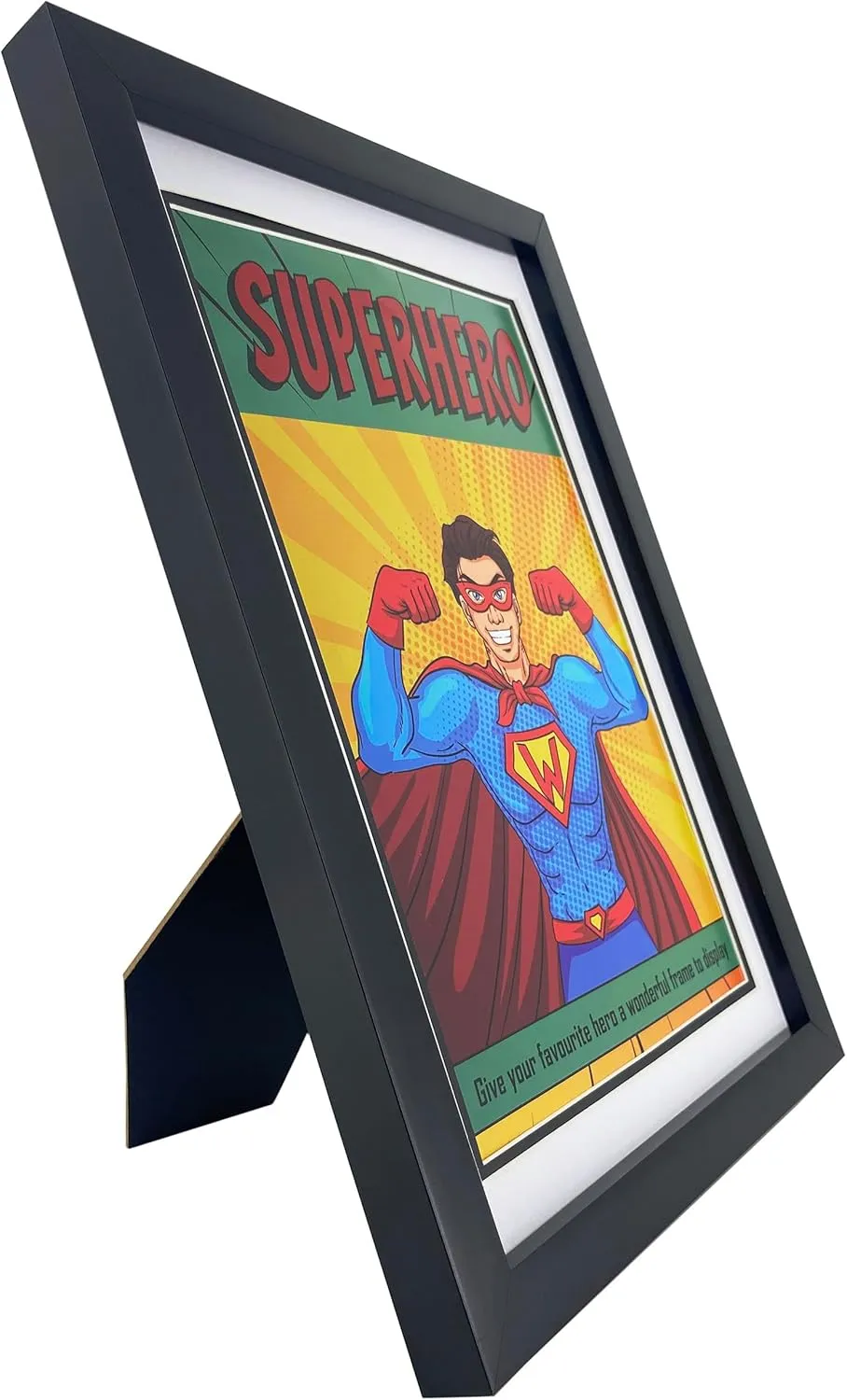 Comic Book Frame 4 Pack, Black & White Double Mats, UV Protection, Fits Current and Standard Size Comic up to 6 3/4" x 10 1/4", Fits Comic Book Bags and Sleeves, Wall or Tabletop Display
