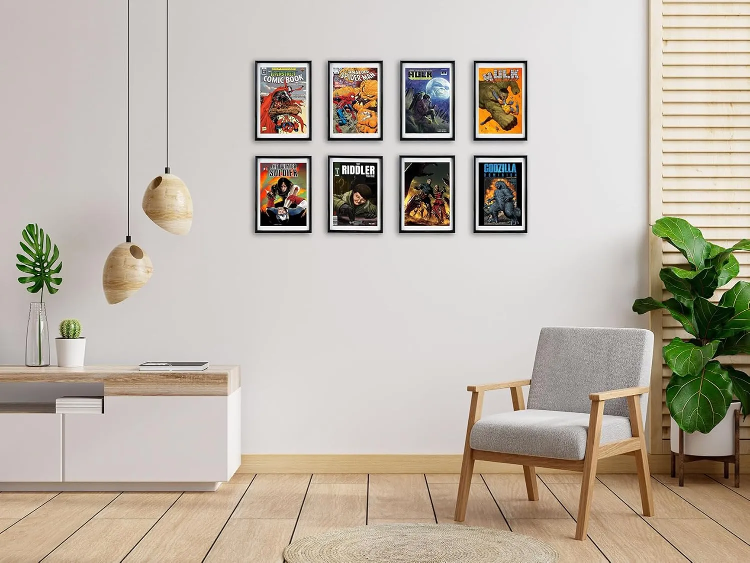 Comic Book Frame, 8 Pack, UV Protection,White Mat, Fits Current Comics up to 6 3/4" x 10 1/4", Fits with Comic Book Bags and Sleeves,Wall or Tabletop Display