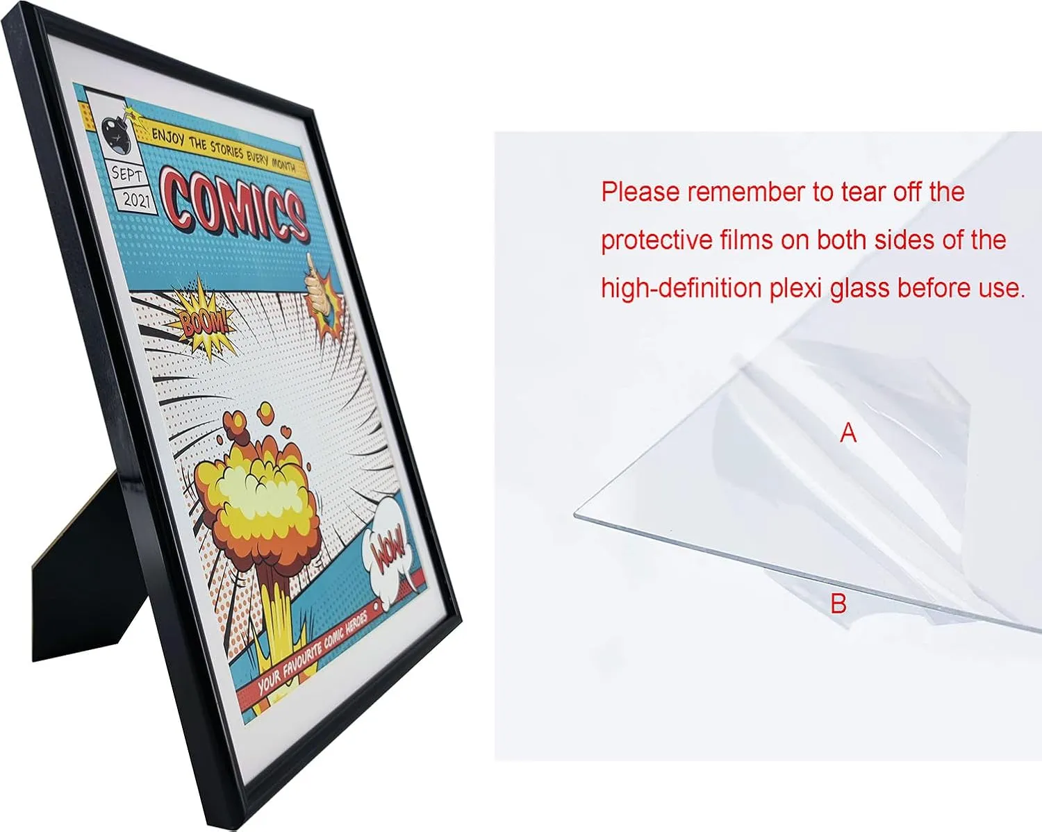 Comic Book Frame, 8 Pack, UV Protection,White Mat, Fits Current Comics up to 6 3/4" x 10 1/4", Fits with Comic Book Bags and Sleeves,Wall or Tabletop Display