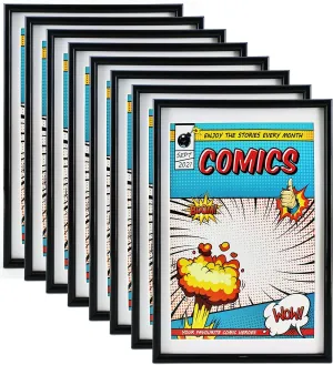 Comic Book Frame, 8 Pack, UV Protection,White Mat, Fits Current Comics up to 6 3/4" x 10 1/4", Fits with Comic Book Bags and Sleeves,Wall or Tabletop Display