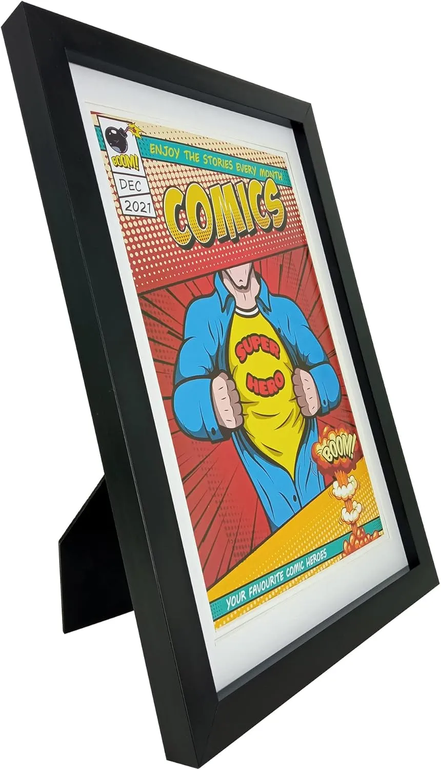 Comic Book Frame with Real Glass,2 Pack,UV Protection, Fits Current Comics up to 6 3/4" x 10 1/4", Fits with Comic Book Bags and Sleeves,Wall or Tabletop Display