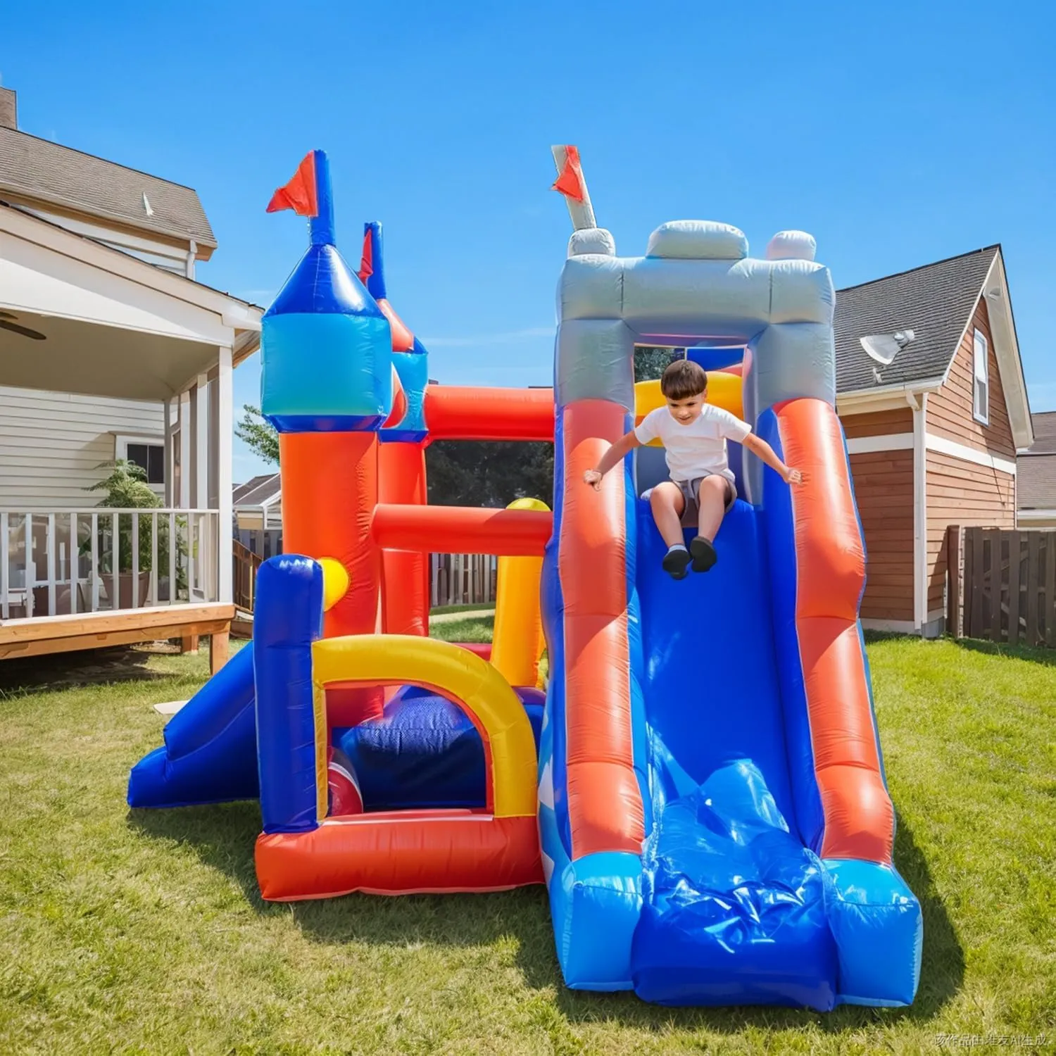 Commercial Grade Bounce House for Big Kids 5-12, 100% PVC Inflatable Bounce House Obstacle Course for Adult with 2 Slide, Ball Pit, Large Bounce Area, Climbing Wall, Basketball Rim 16x12x10FT w/Blower
