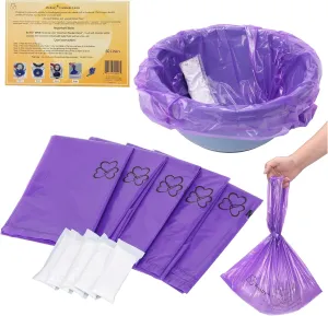 Commode Liners with Super Absorbent Pads - 60 Pack Disposable Bedside Commode Bags with Gel Pads, Individually Wrapped,Universal Fit, Leak-Proof for Adult Potty Chairs & Camping Toilets