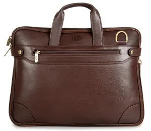 Compact Netbook Messenger Bag - Genuine Leather, Zipper Pockets | Elegant Dark Brown Briefcase | 34x24x5 cm