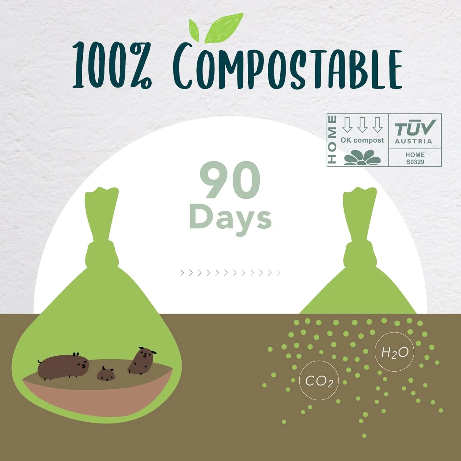 Compostable Dog Poop Bag Rolls, Doggie Poop Bags Refills, Eco-Friendly Pet Waste Bags, Vegetable-Based Unscented, Extra Thick, Leak Proof, Size 9 x 13 Inches, 360 count
