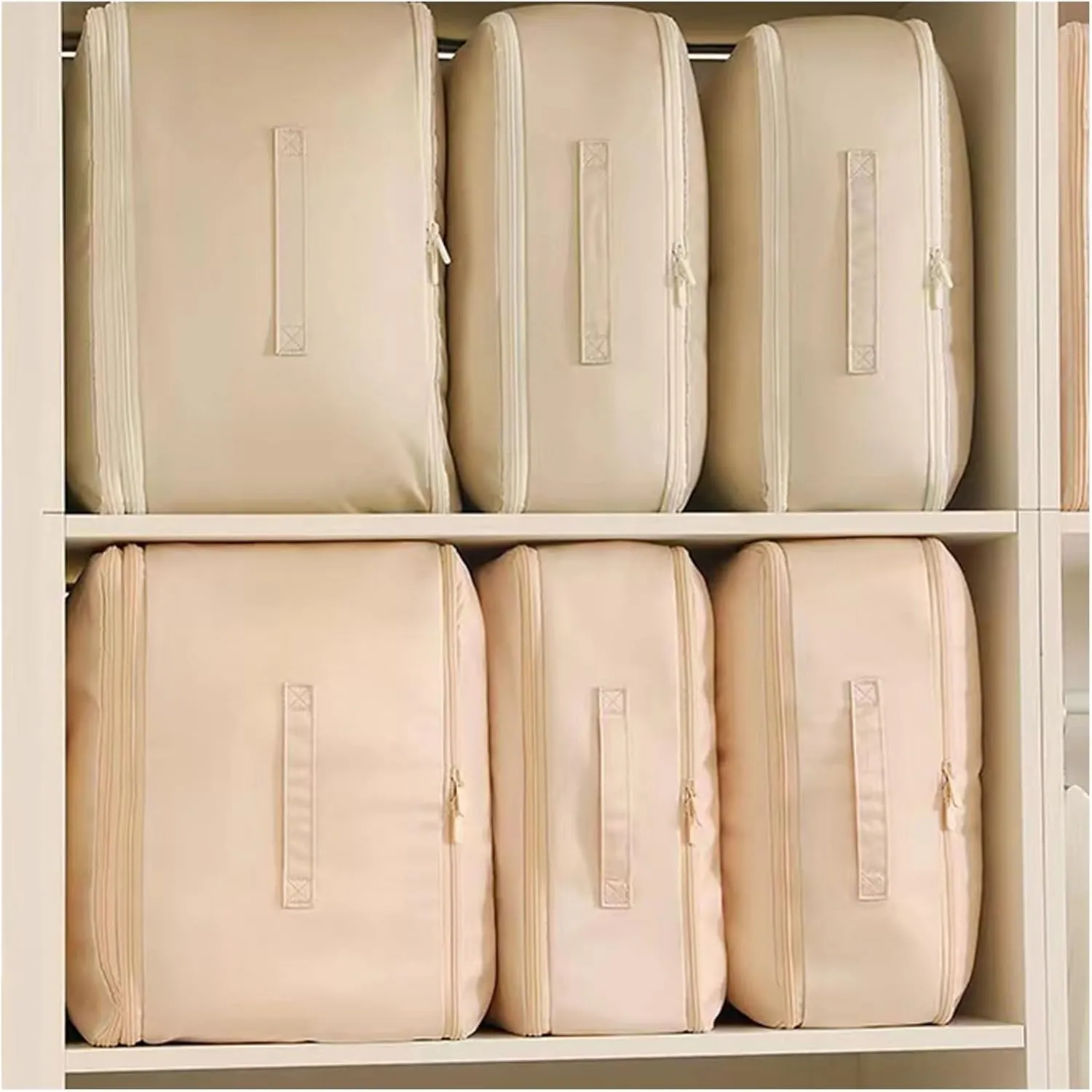 Compression Packing Bag Duvet Storage Bag Folding Large Capacity Expandable Storage Bag(Bean Paste Powder,L)