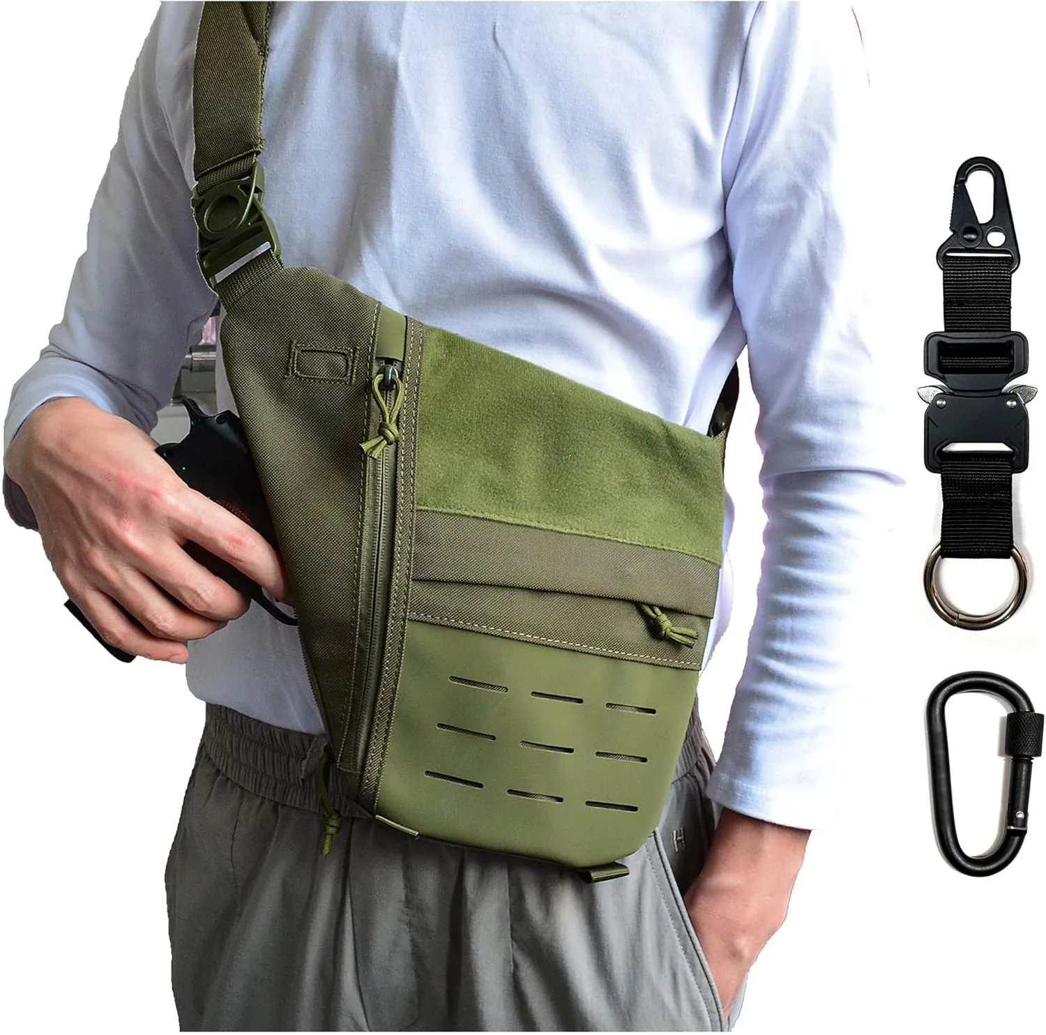 Concealed Carry Sling Bag for Men, Chest Holster Bag of Pistols Anti-Thief Crossbody Daypack Personal Pocket Sling Pack