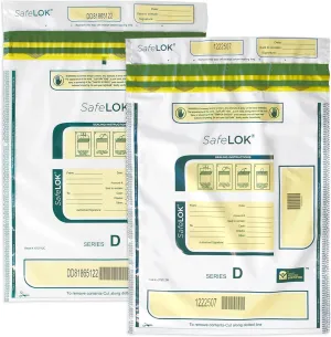ControlTek SafeLok 9" x 12", Clear with Pocket, 100 Bags,Tamper-Evident Deposit Bags, Outside Reclosable Pocket, Tear-off Receipt   Large Barcodes 585088