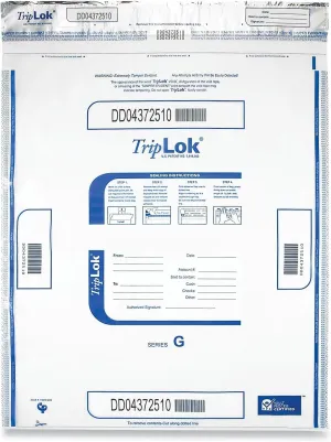 ControlTek TripLOK 19" x 23", Clear, 50 Bags, Tamper-Evident Deposit Bags for Cash Handling & Valuables, Moisture, Heat and Cold Sensitive Ink, Tear-Off Receipt   Large Barcodes 585056