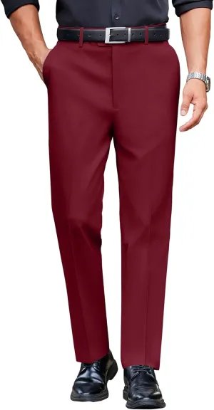 COOFANDY Mens Classic Casual Dress Pants Expandable Waist Suit Pant Slim Fit Flat Front Slacks