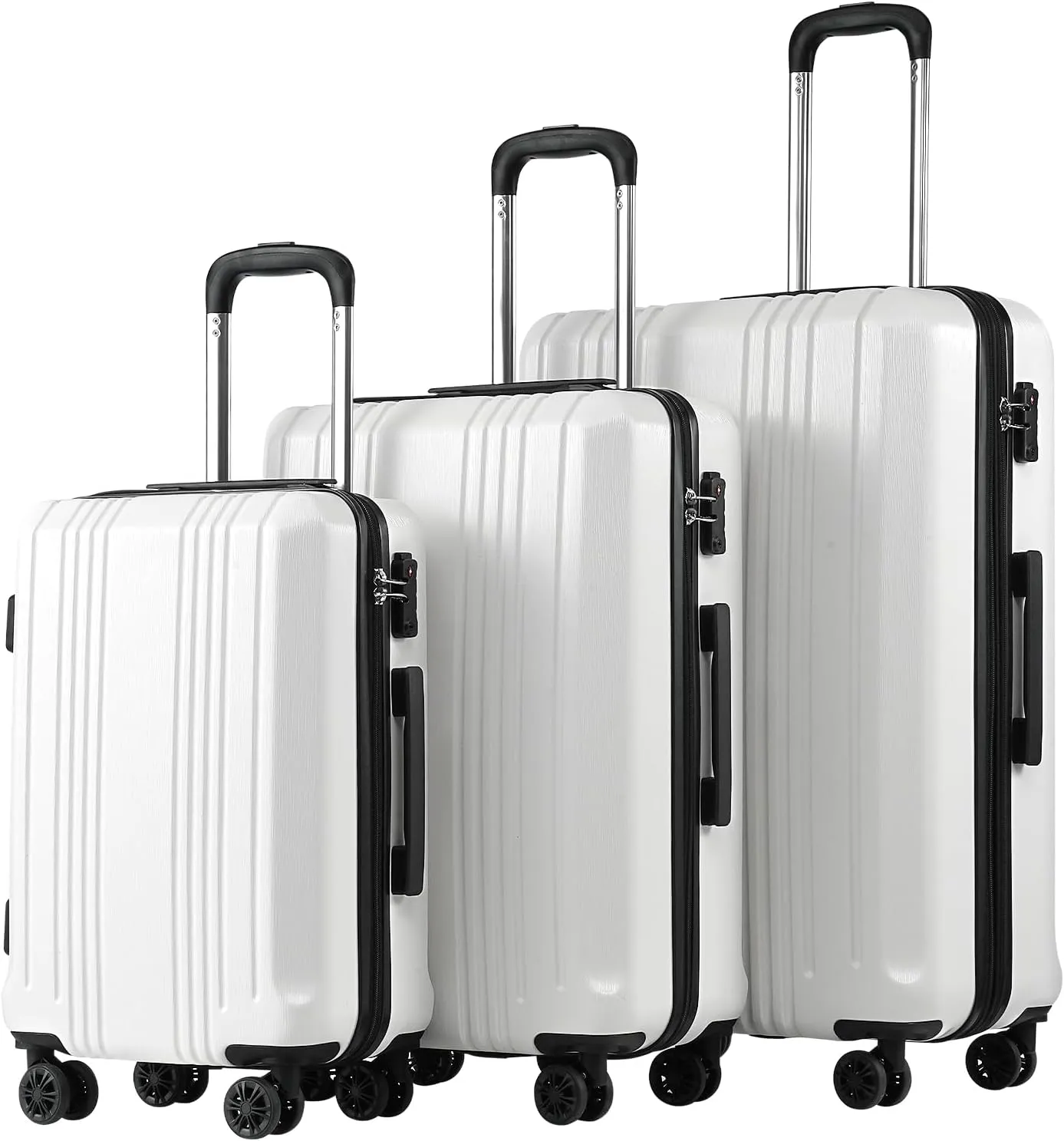 Coolife Luggage Expandable Suitcase PC ABS 3 Piece Set with TSA Lock Spinner 20in24in28in