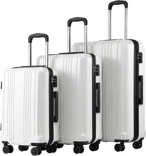 Coolife Luggage Expandable Suitcase PC ABS 3 Piece Set with TSA Lock Spinner 20in24in28in
