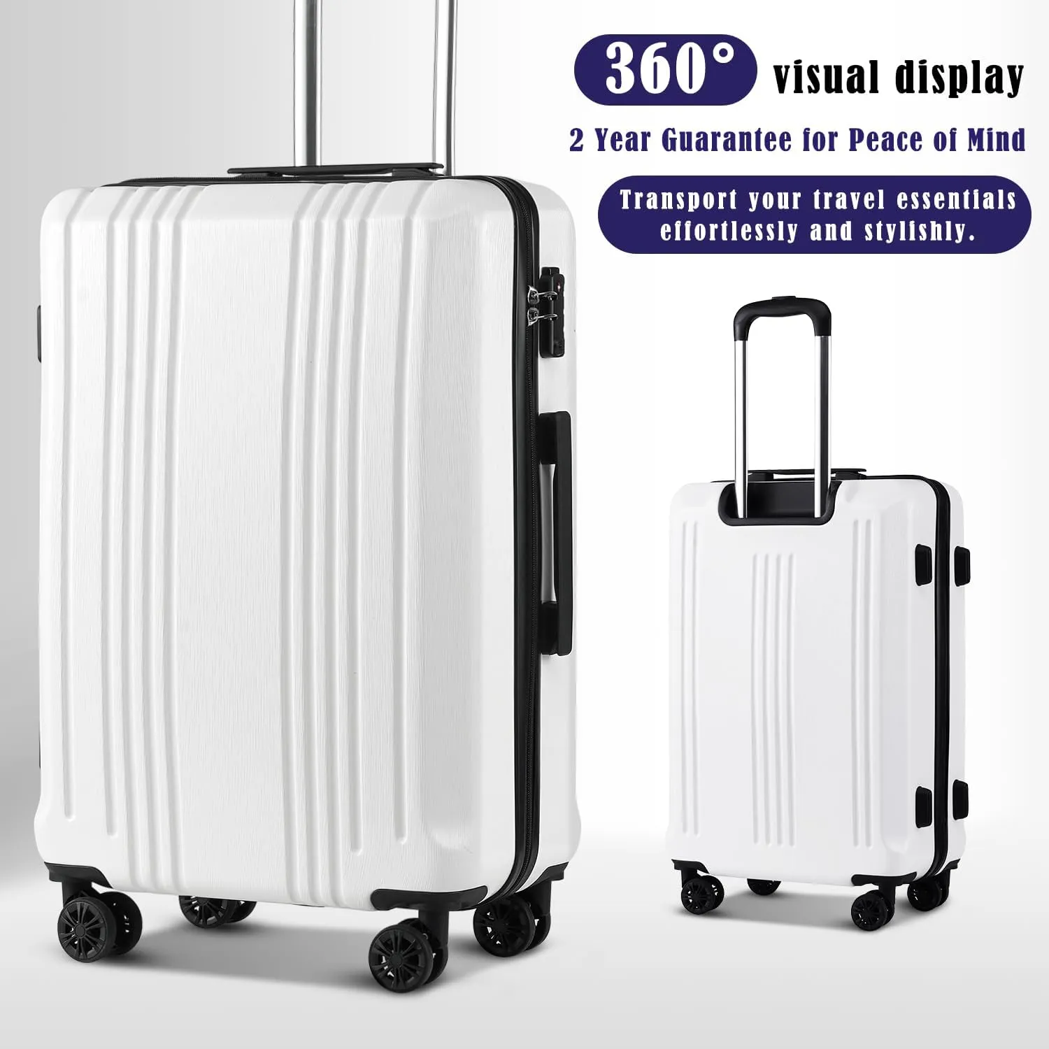 Coolife Luggage Expandable Suitcase PC ABS 3 Piece Set with TSA Lock Spinner 20in24in28in
