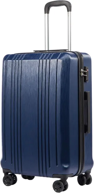 Coolife Luggage Expandable(only 28") Suitcase PC ABS with TSA Lock Spinner 20in 24in 28in (navy, L(28IN))