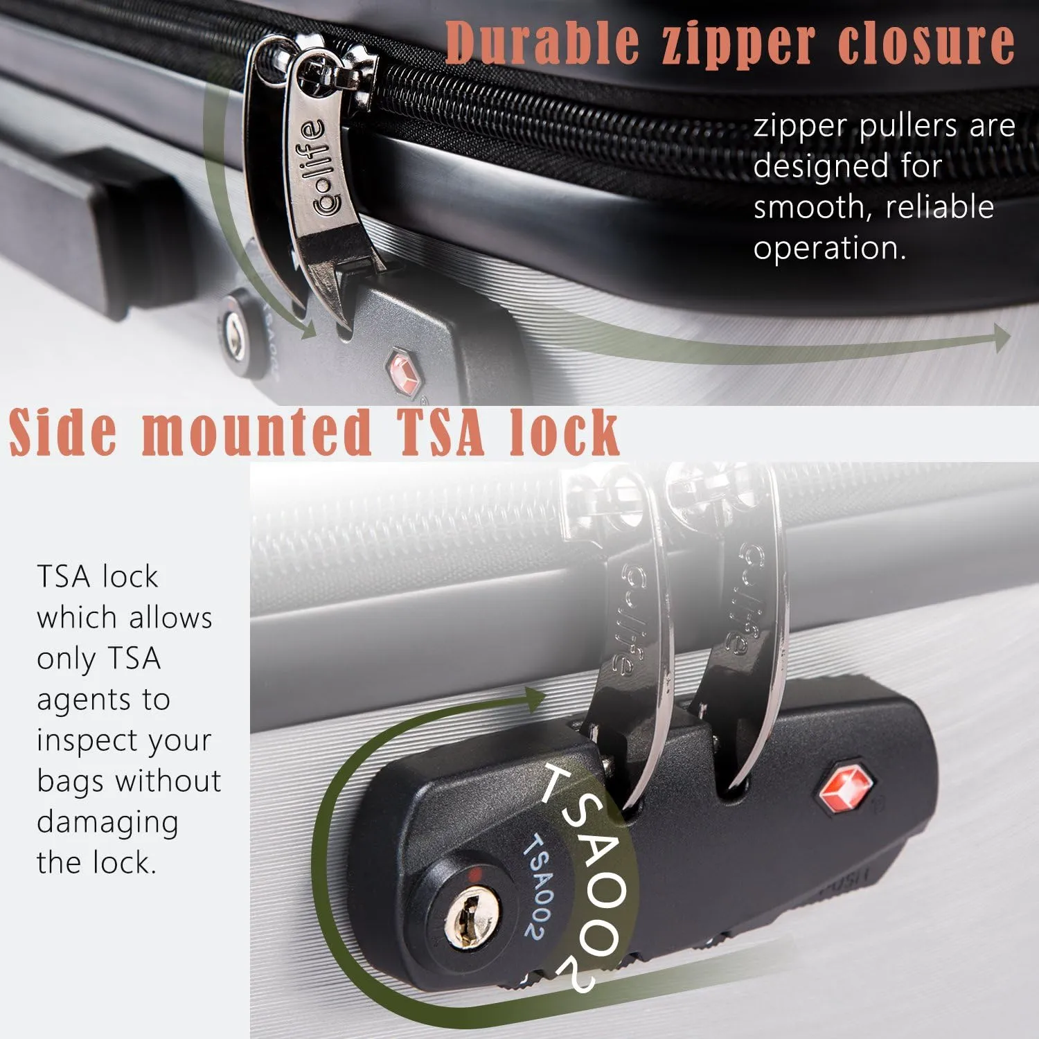 Coolife Luggage Expandable(only 28") Suitcase PC ABS with TSA Lock Spinner 20in 24in 28in (navy, L(28IN))