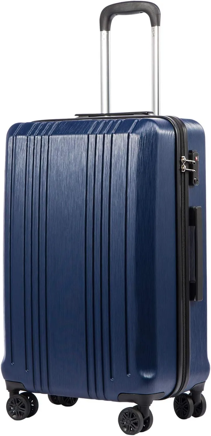 Coolife Luggage Expandable(only 28") Suitcase PC ABS with TSA Lock Spinner 20in 24in 28in (navy, L(28IN))