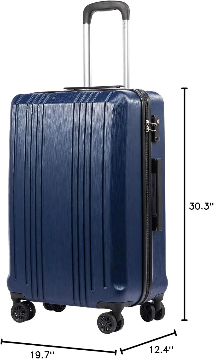 Coolife Luggage Expandable(only 28") Suitcase PC ABS with TSA Lock Spinner 20in 24in 28in (navy, L(28IN))
