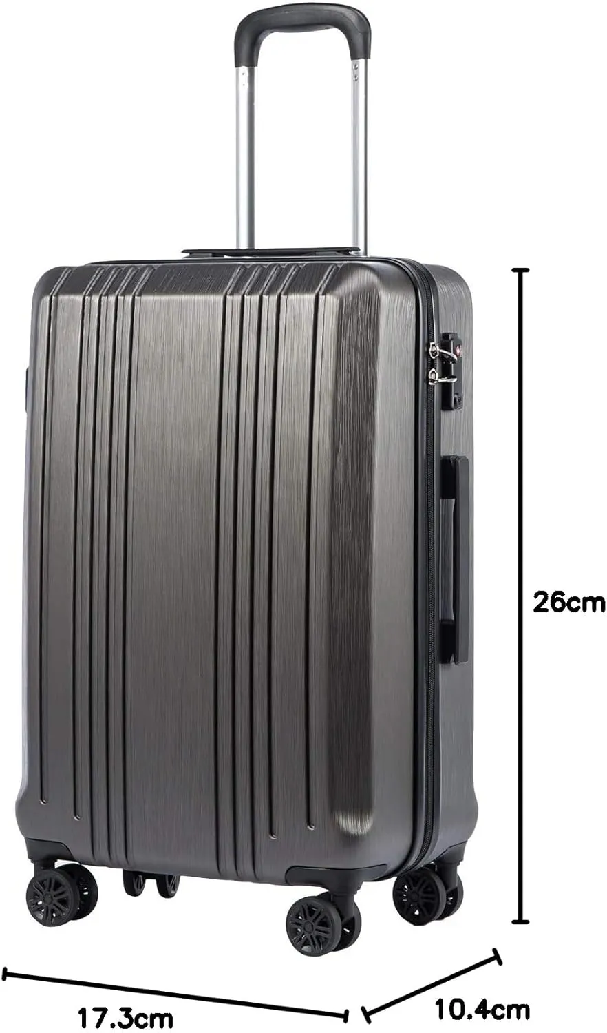Coolife Luggage Suitcase PC ABS with TSA Lock Spinner Carry on Hardshell Lightweight 20in 24in 28in (grey, M(24IN))