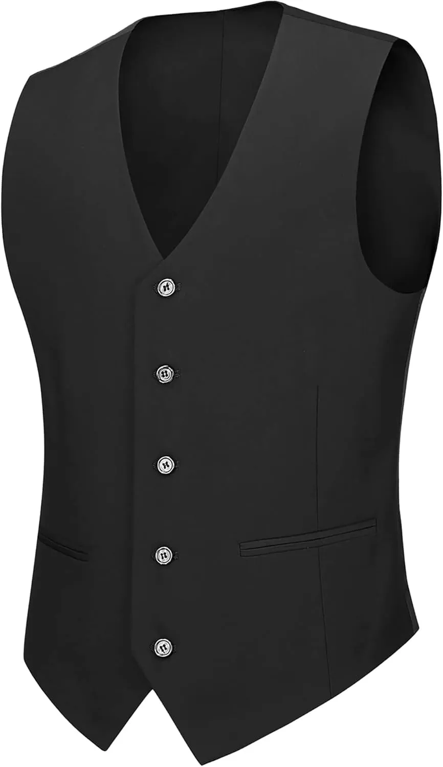 Cooper & Nelson Men's Suit Slim Fit, 3 Piece Suits for Men, One Button Solid Jacket Vest Pants with Tie, Tuxedo Set