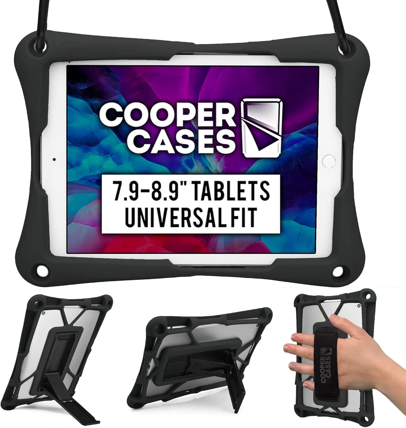 Cooper Trooper Rugged Case for 7.9, 8, 8.4, 8.7, 8.9" Tablets | Tough Bumper Protective Shock Proof Kids Holder Carrying Cover Bag, Stand, Strap