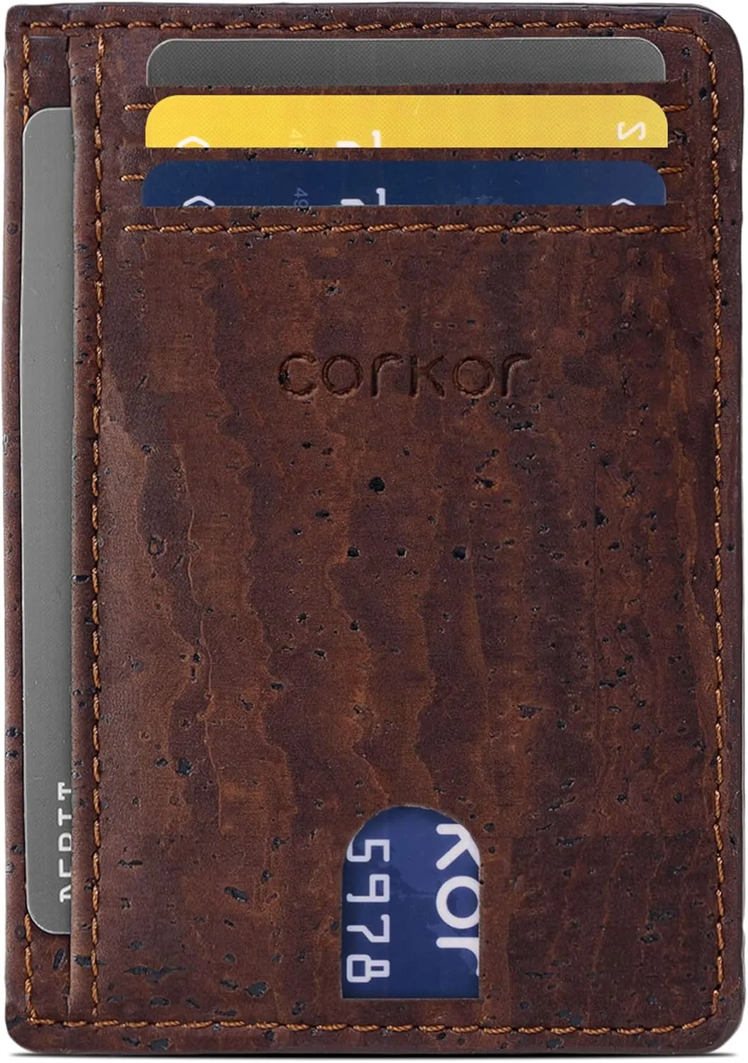 Cork Front Pocket Wallet – Cork Wallet - Vegan Leather – Cruelty Free - Eco Friendly - Black