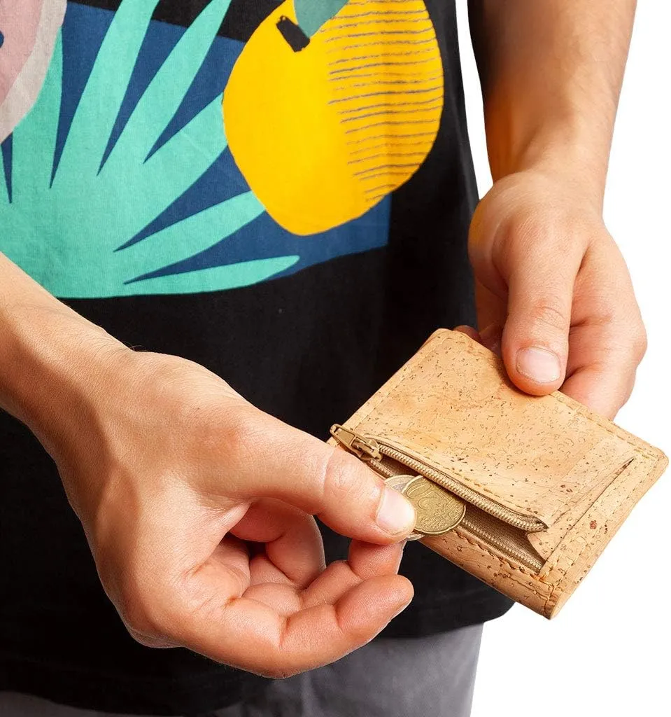 Cork RFID Slim Wallet – Men’s Wallet - RFID Blocking - Vegan Leather – Cruelty Free – Eco Friendly - Brown