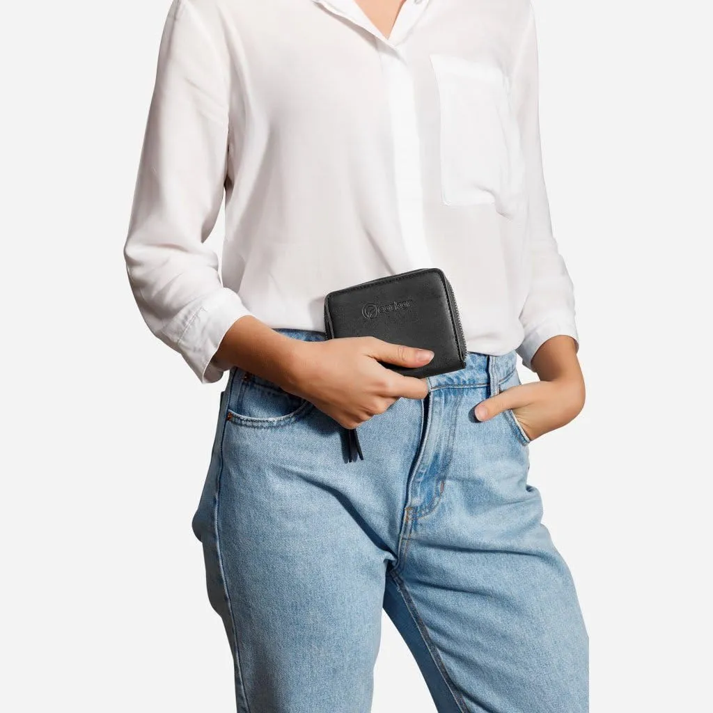 Cork RFID Square Wallet – Women’s Wallet - RFID Blocking - Vegan Leather – Cruelty Free – Eco Friendly - Black