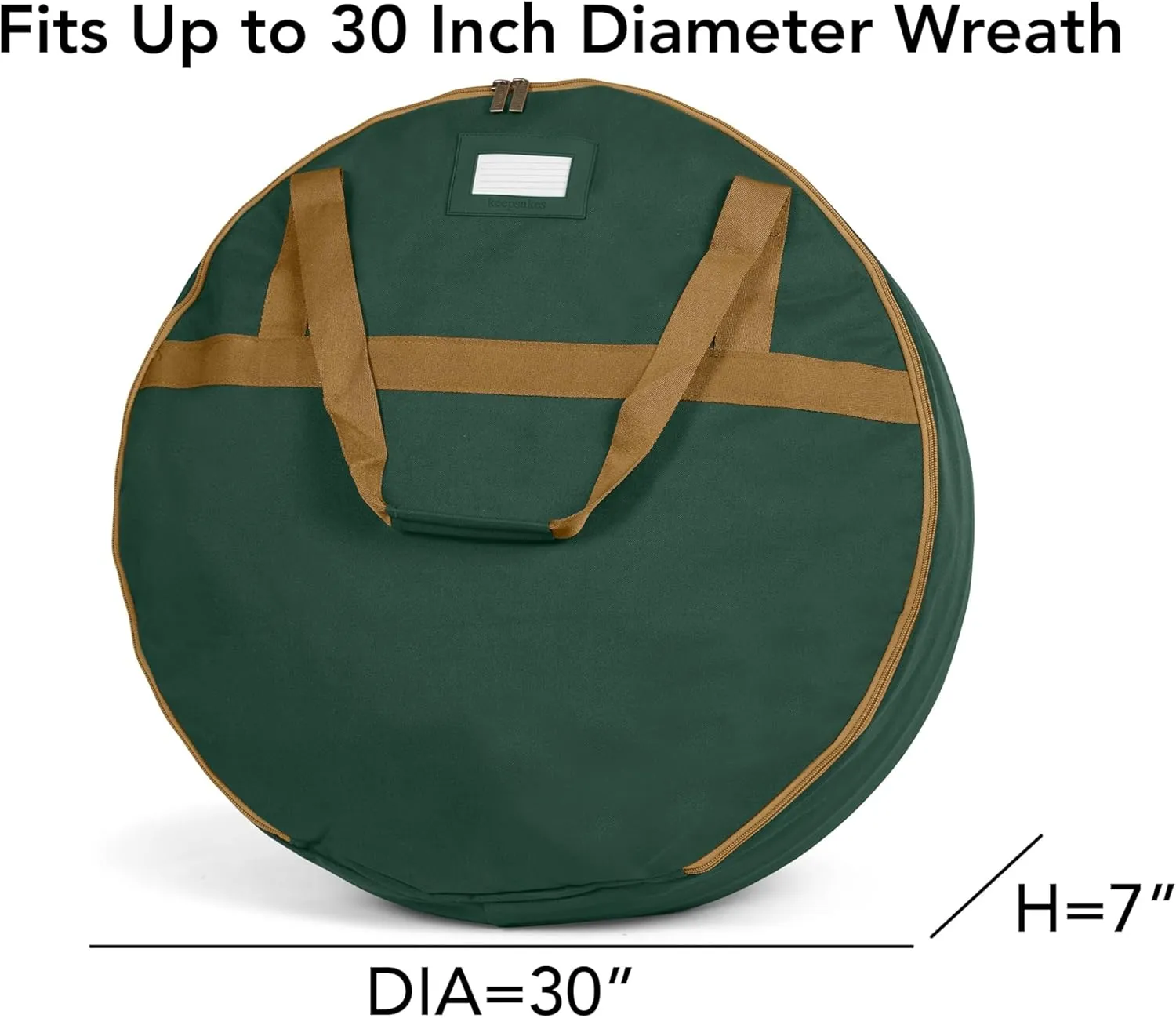 Covermates Keepsakes Christmas Wreath Storage Bag – Heavy Duty Polyester, Interior Pouch, Dual Zipper Pulls - Holiday Storage, Green